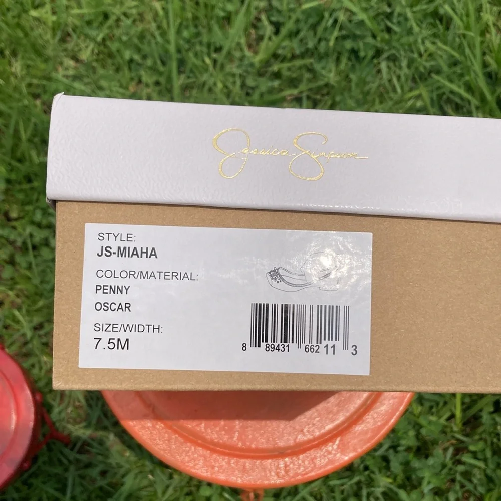 Beautiful Jessica Simpson ballerina ankle strap flats with faux stones. - Picture 3 of 14